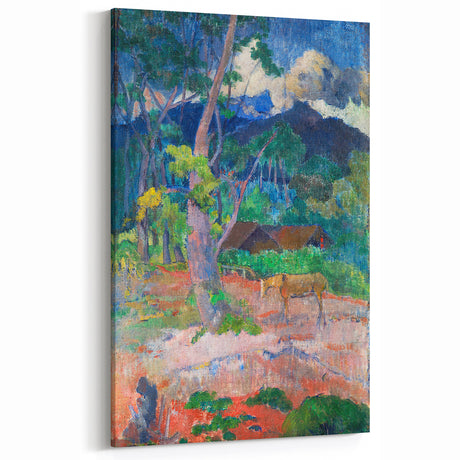 Vibrant Landscape Wall Art - Gauguin’s Nature Scene with Horse Decor