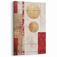 Geometric Gold and Red Abstract Art - Textured Circles Canvas Print