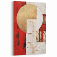 Geometric Abstract Line Art - Red and Gold Circle Canvas Print