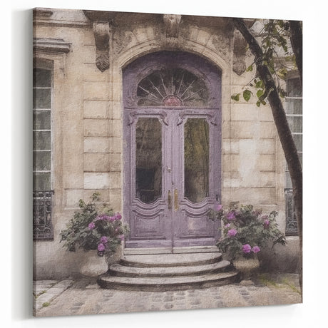 Lavender Parisian Door Canvas - Vintage French Door Wall Art Print