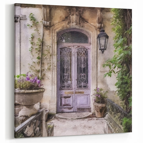 Intricate French Door Canvas - Vintage Parisian Floral Doorway Art
