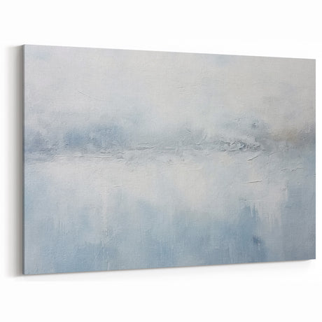 Minimalist Misty Abstract Line Art - Blue and White Canvas Print