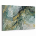Ethereal Fluid Abstract Line Art - Green and Gold Canvas Print