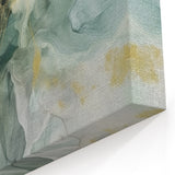 Ethereal Fluid Abstract Line Art - Green and Gold Canvas Print
