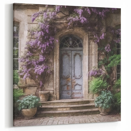 Wisteria Covered French Door Canvas - Vintage Parisian Floral Art