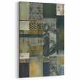 Patchwork Geometric Abstract Art - Deep Green and Blue Canvas Print