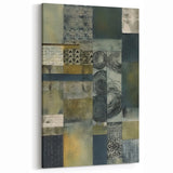 Patchwork Geometric Abstract Art - Deep Green and Blue Canvas Print