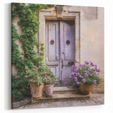 Lavender Door Canvas Print - Rustic French Courtyard Wall Art
