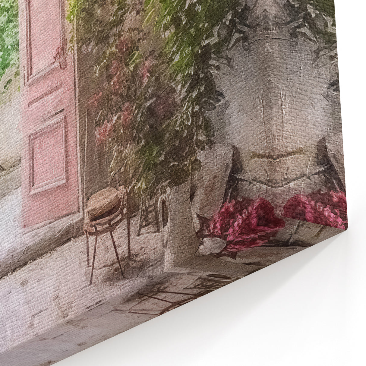 Open Blush Door Canvas Art - Parisian Courtyard Entryway Decor