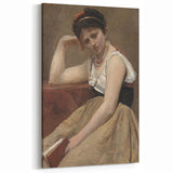 Elegant Realism Art Print of Woman Reading in a Calm, Reflective Pose