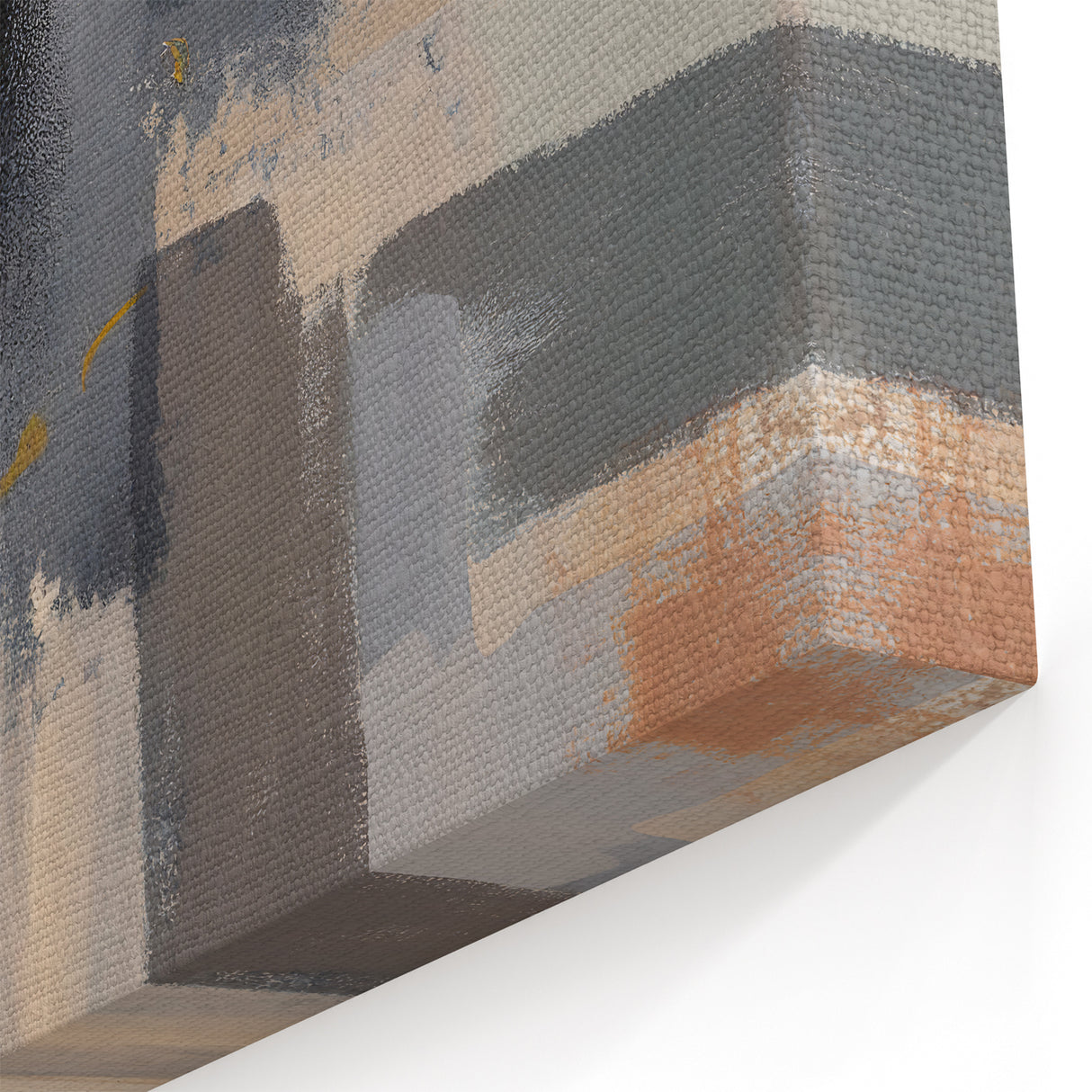Muted Blue and Gold Abstract Art - Contemporary Line Strokes Canvas
