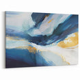 Ocean Waves Abstract Line Art - Blue and Gold Strokes Canvas Print