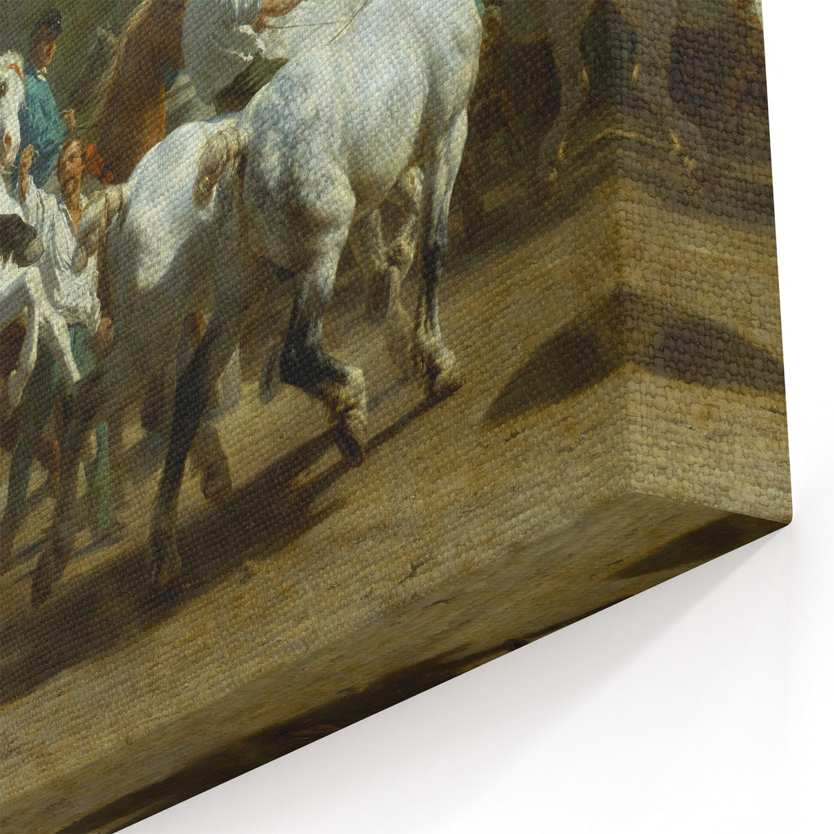 Realism Art Print - Paris Horse Market Scene, Dynamic Historical Painting