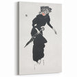 Woman with an Umbrella Realism Art Print - Monochrome Canvas Decor