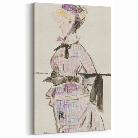 Impressionism Wall Art - Woman in Travel Costume - Elegant Art Sketch Print
