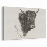 Animal Realism Art Print - Head of a Bull by Marie Rosalie Bonheur - Fine Detail Sketch