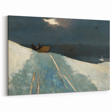 Realism Winter Landscape Art Print - Sleigh Ride by Winslow Homer