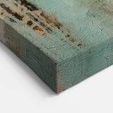 Textured Abstract Line Art - Teal and Beige Brush Strokes Canvas