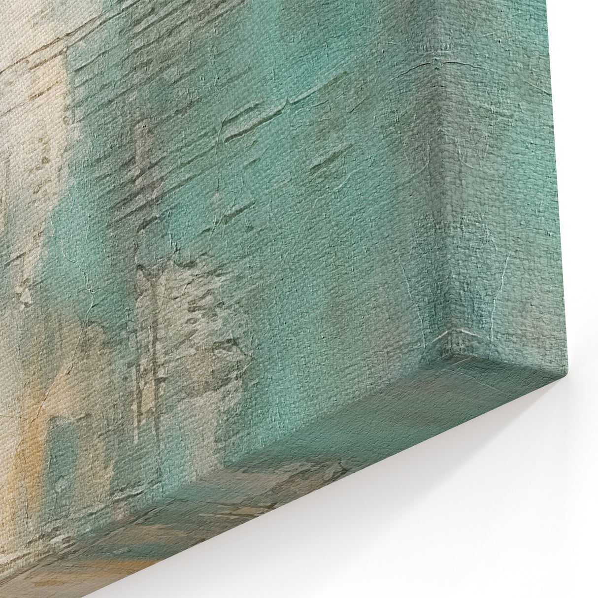 Modern Teal and Beige Abstract Art - Textured Brush Strokes Canvas