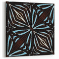 Geometric Abstract Art - Dark Brown, Blue, and White Patterned Canvas