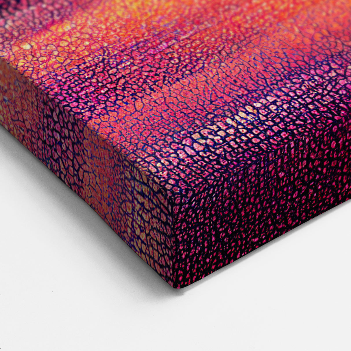 Vibrant Mosaic Abstract Art - Teal, Purple, and Sunset Stripes Canvas