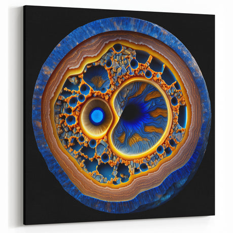Abstract Strokes and Lines Art - Blue and Gold Geometric Canvas Print