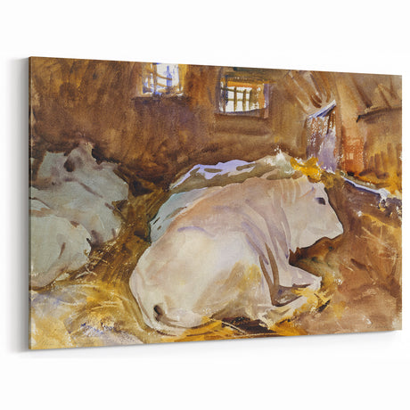 Realism Animal Art Print - Oxen Resting by John Singer Sargent