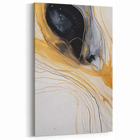 Gold and Black Abstract Art - Luxurious Fluid Ink Canvas Print