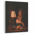 Realism Portrait Art Print - Woman Reading by Candlelight