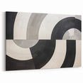 Modern Monochrome Abstract Art - Black, White, and Gray Circular Design