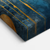 Blue and Gold Abstract Art - Circular Elements with Teal Accents