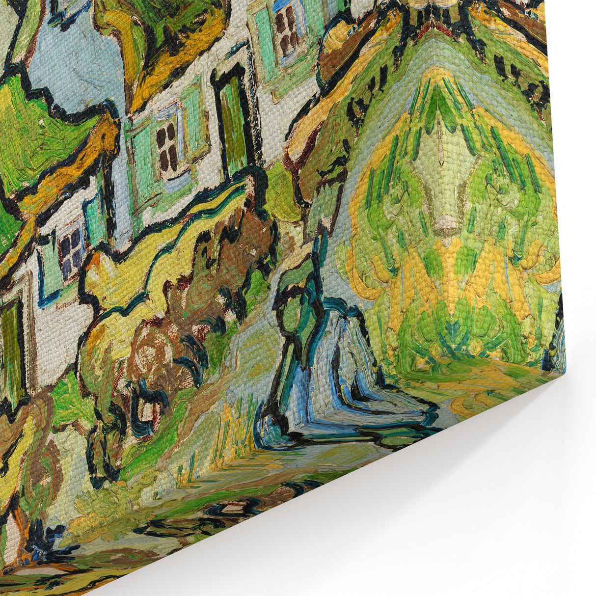 Impressionist Village Scene Wall Art - Van Gogh's Houses and Figure Print