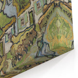 Impressionist Village Wall Art - Van Gogh's Vibrant Houses and Figure Print