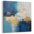 Abstract Blue and Gold Oceanic Art - Modern Textured Canvas Painting