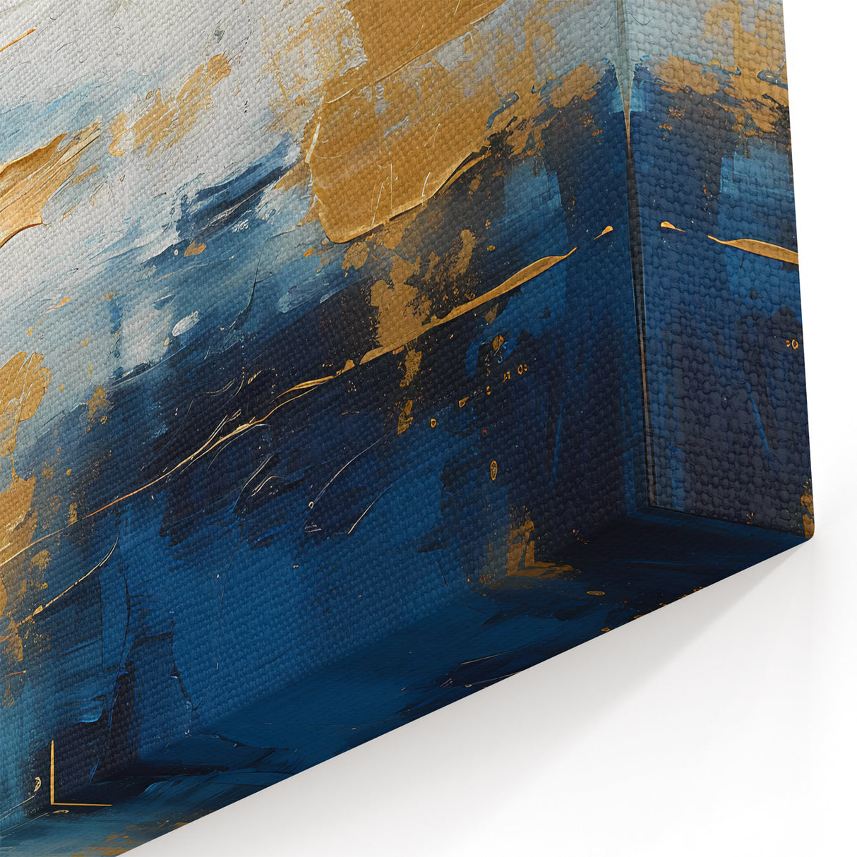 Abstract Blue and Gold Oceanic Art - Modern Textured Canvas Painting
