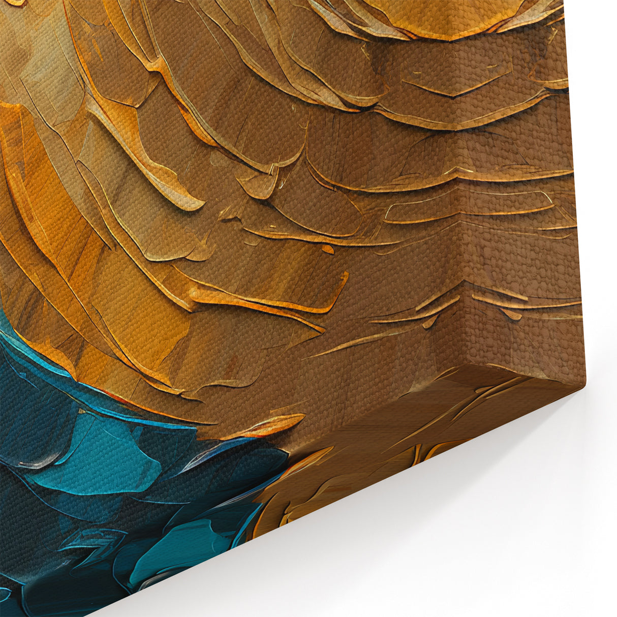 Swirling Teal and Gold Abstract Art - Modern Textured Wave Canvas
