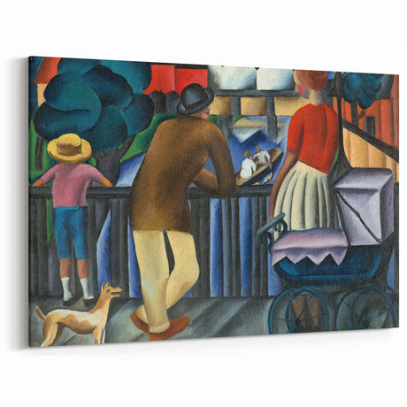 Modern Wall Art - Urban Vintage Scene with Abstract Figures Print
