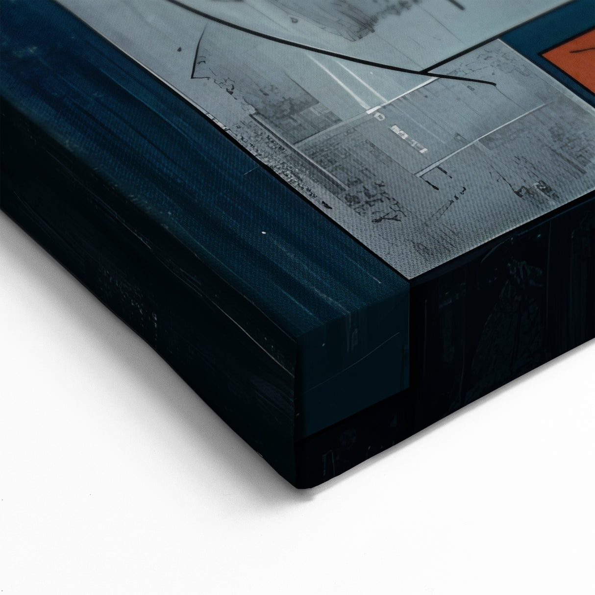 Geometric Abstract Wall Art - Navy, Gray, and Burnt Orange Modern Design