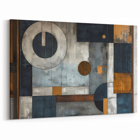 Modern Geometric Abstract Wall Art - Navy, Gray, and Warm Brown Design