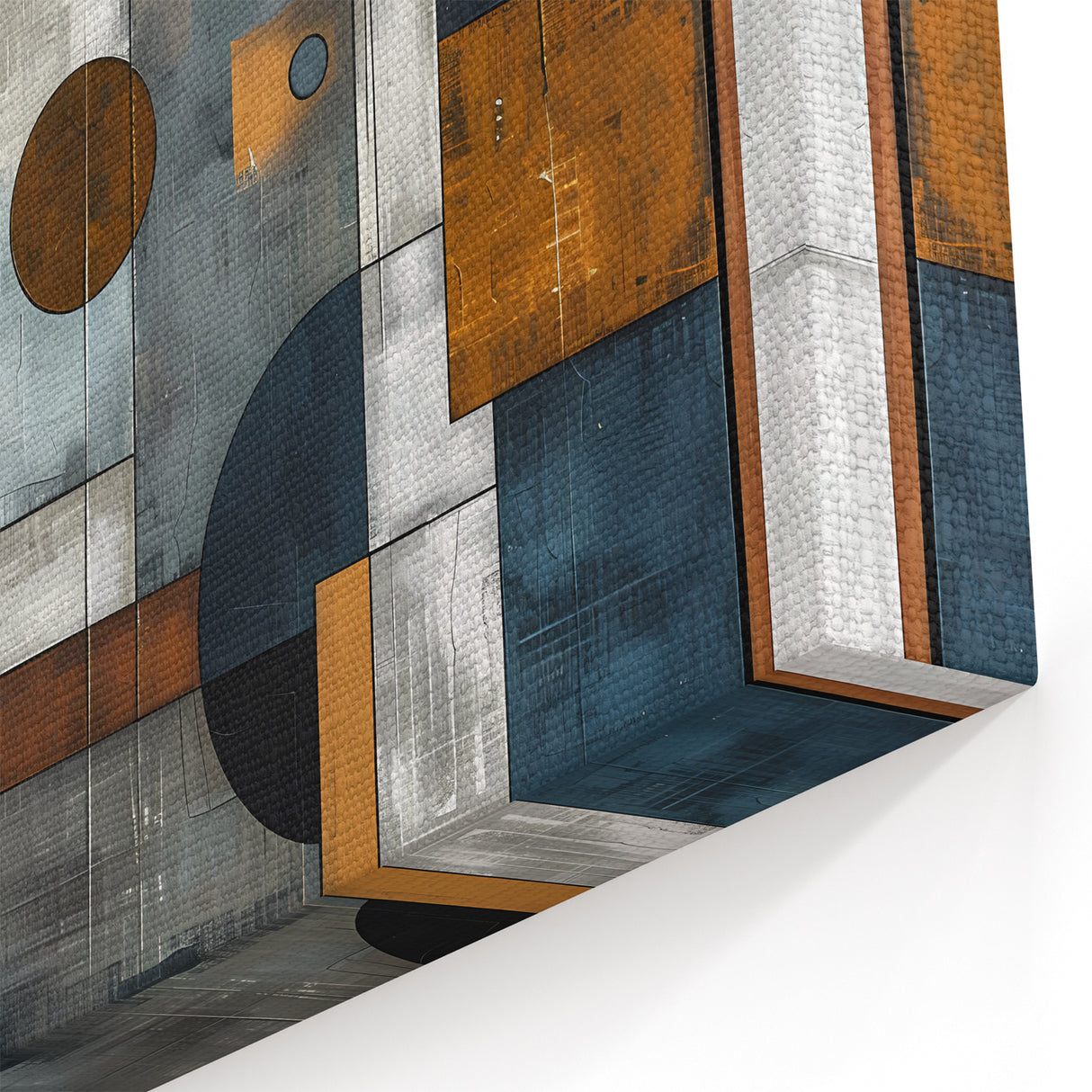 Modern Geometric Abstract Wall Art - Navy, Gray, and Warm Brown Design