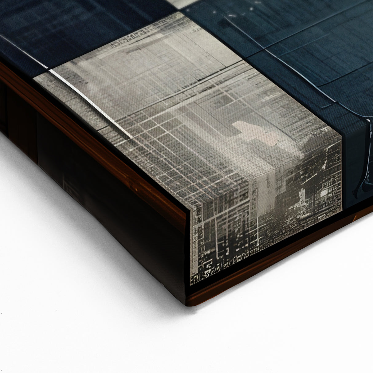 Modern Geometric Abstract Wall Art - Navy, Gray, and Warm Brown Design