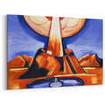 Modern Wall Art – Radiant Abstract Landscape in Bold Blues and Oranges