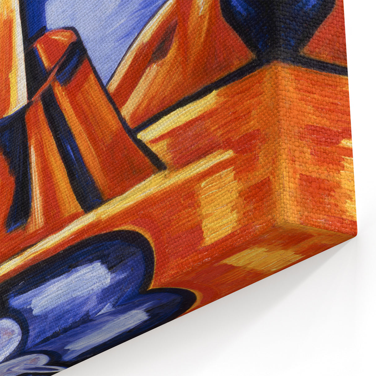 Modern Wall Art – Radiant Abstract Landscape in Bold Blues and Oranges