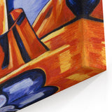 Modern Wall Art – Radiant Abstract Landscape in Bold Blues and Oranges