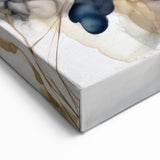 Contemporary Flower Prints - Dark Blue and Beige Floral Canvas Art
