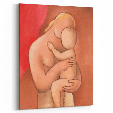 Mother and Child: Vintage Modern Wall Art by Mikuláš Galanda