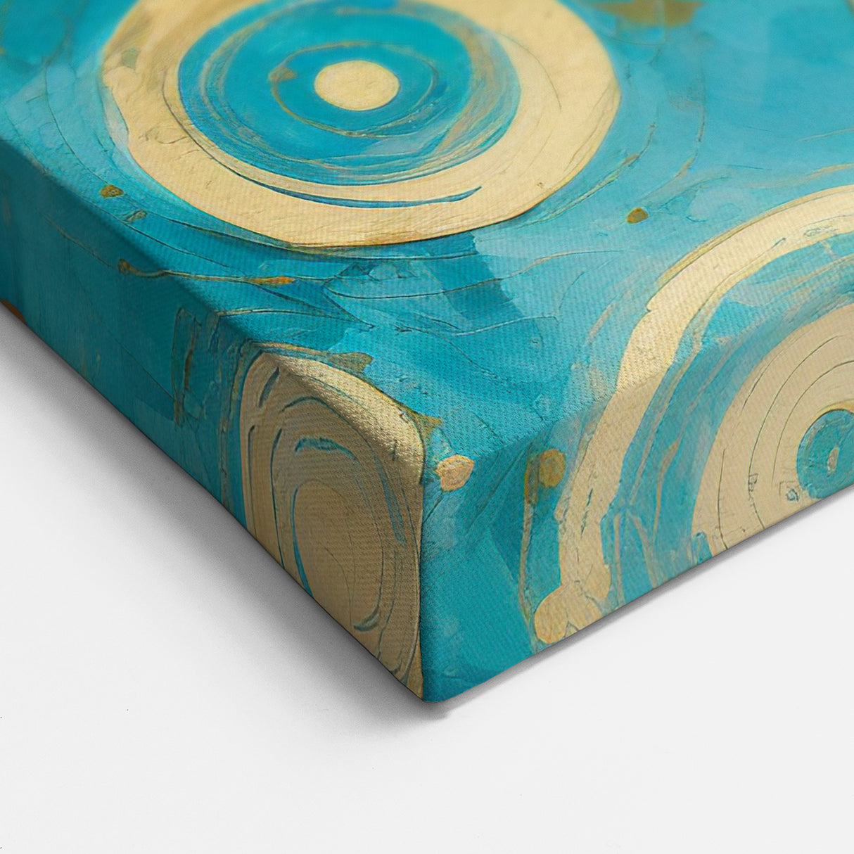 Abstract Turquoise and Gold Circles - Modern Geometric Wall Art
