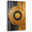 Abstract Gold and Black Circle Art - Modern Textured Wall Decor