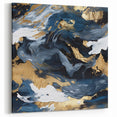 Modern Strokes Artwork - Navy, Gold, and White Abstract Line Art
