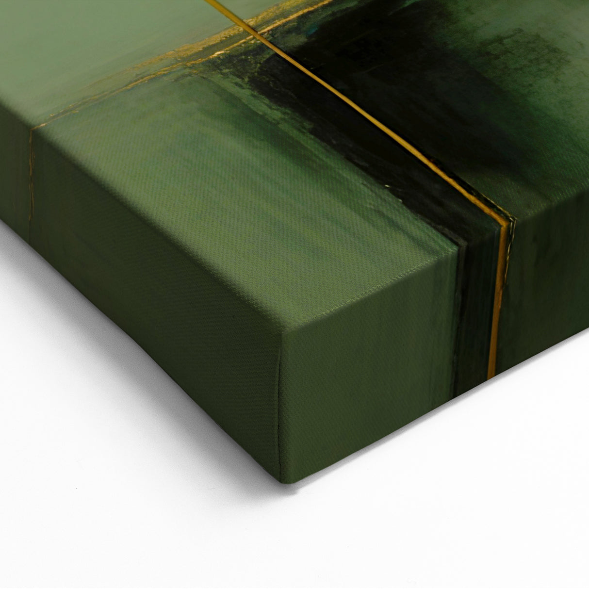 Geometric Line Art - Green and Gold Abstract Strokes Canvas